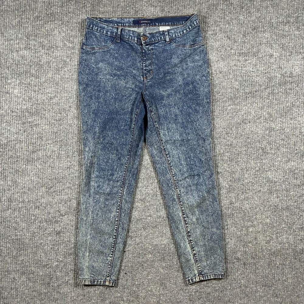 Denim 24/7 Womens Skinny Jeans Size W34" Blue Acid Wash Denim Mid Rise